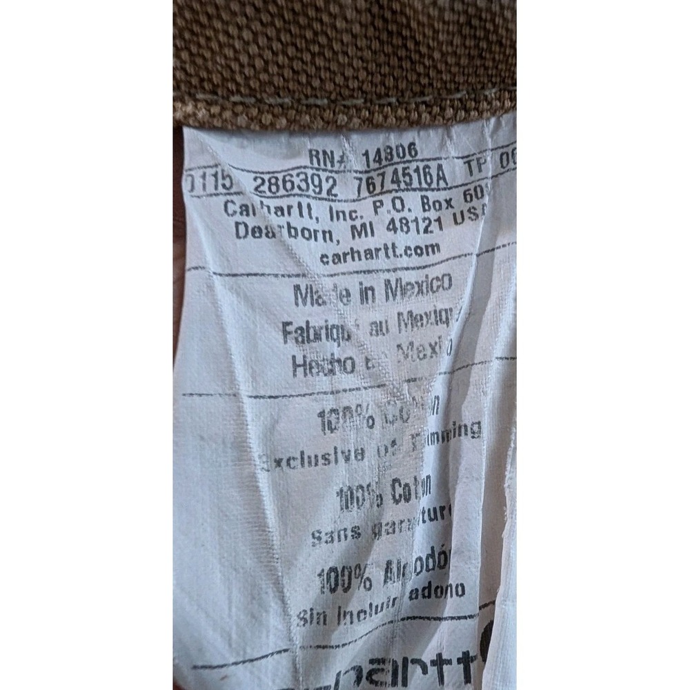 Vintage Carhartt Bib Overalls Double Knee Mens 42x32 (40x30) RO1 BRN Duck *See - Picture 7 of 16